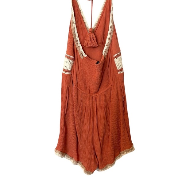 American Eagle Macrame Romper Size Small Burnt Orange - Picture 2 of 6